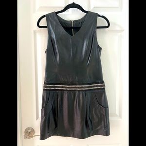 lambskin leather black mini dress sz S